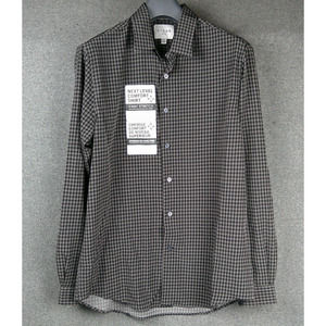 C-Lab NYC 4 Way Stretch Slim Fit Dress Shirt Gray/Black Size L 16.5 x 34-35"